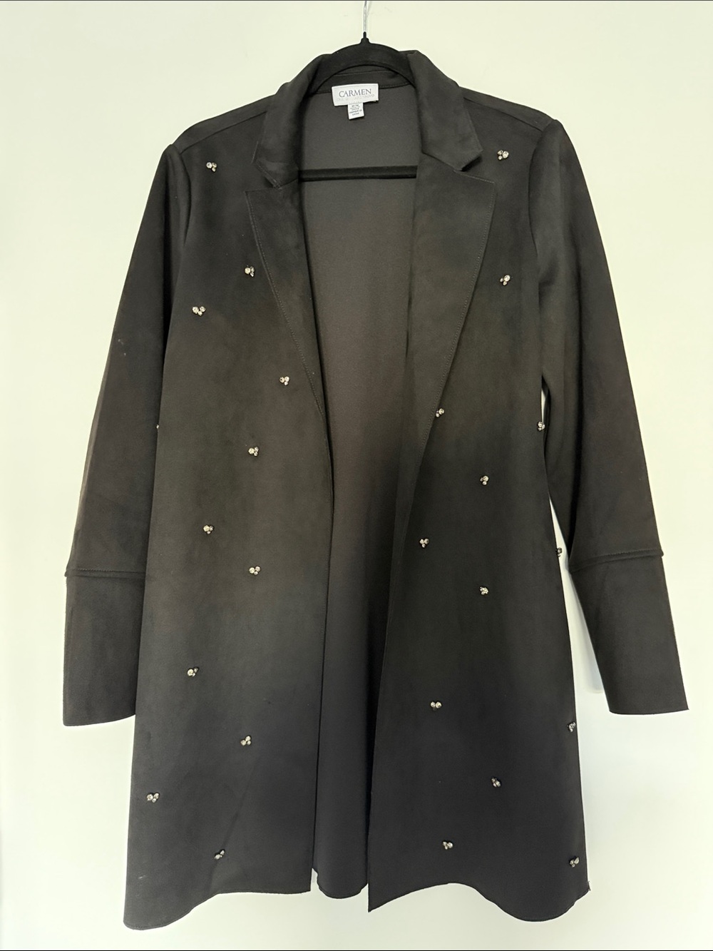 Carmen Black Crystal-Embellished Open Blazer